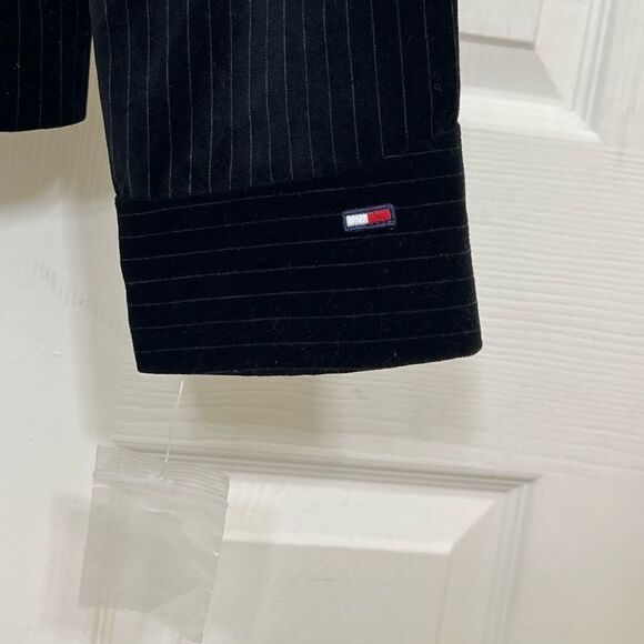 Tommy Hilfiger Vintage Y2K Black Velvet Pin Striped Blazer Jacket Size L - Picture 6 of 13